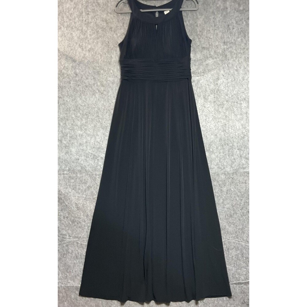 Sangria Dress Womens M Black Maxi Pleated Halter Jersey Classic Capsule Goth